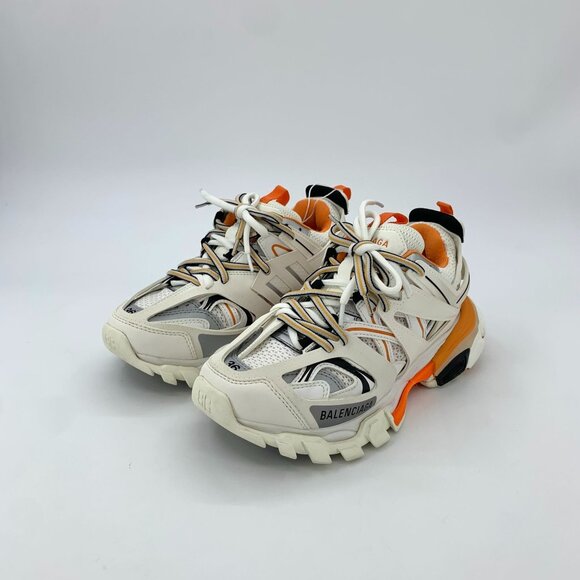 Balenciaga Track Sneakers Orange White Mesh & Leather Athletic Shoe - Picture 1 of 8